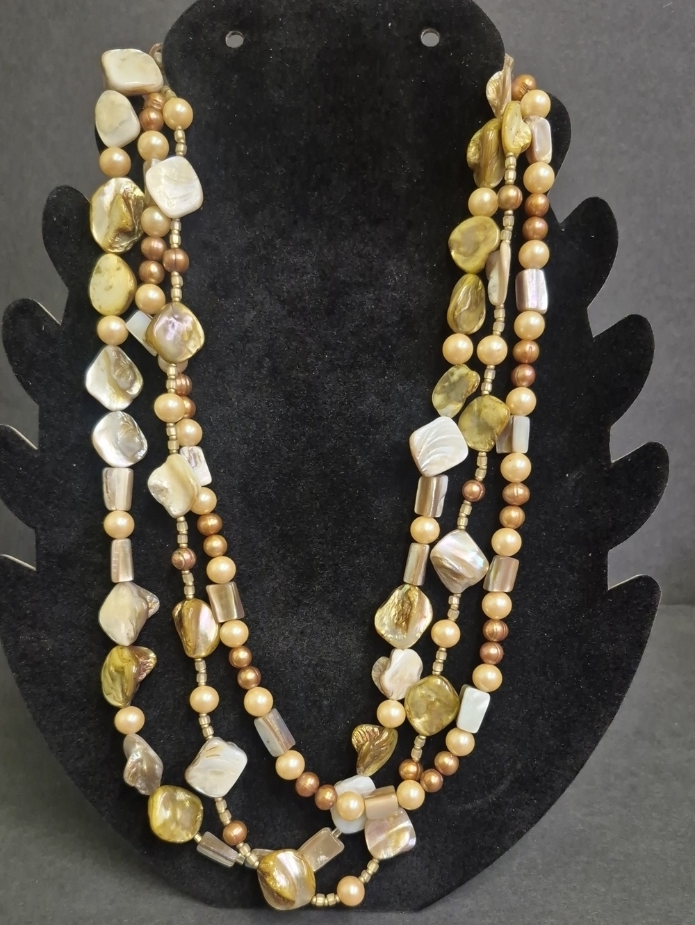 Women’s Multi-Strand Pearl and Shell 24" In. Necklace — Gold-Tone